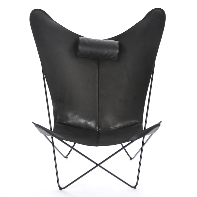 KS Fladdermusfåtölj, Svart Underrede, Läder Svart