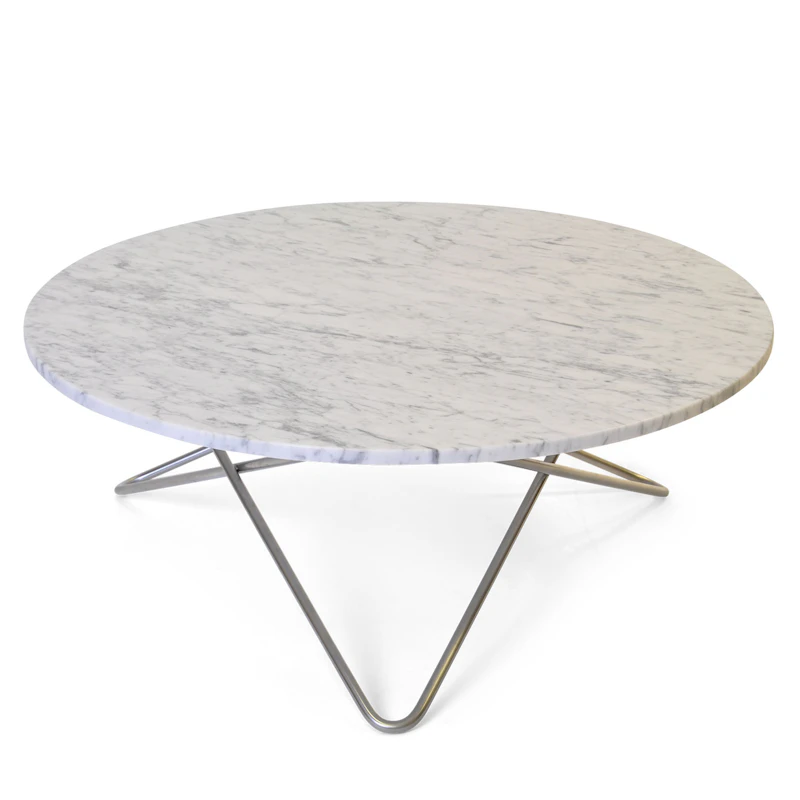 Large O Table Soffbord Ø100 cm, Stål/Vit marmor
