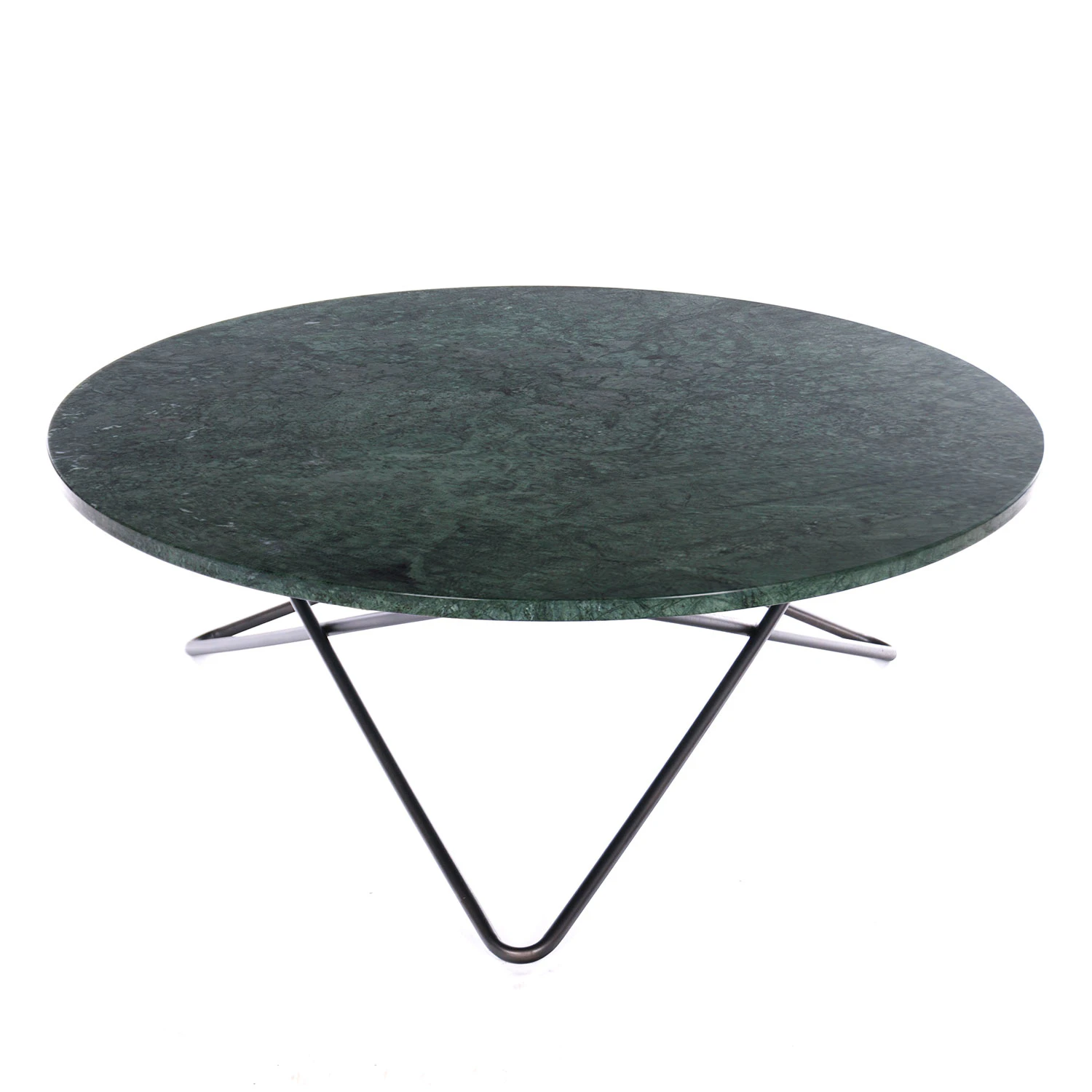 ox denmarq large o table soffbord ø100 cm /grön marmor - soffbord stål svart