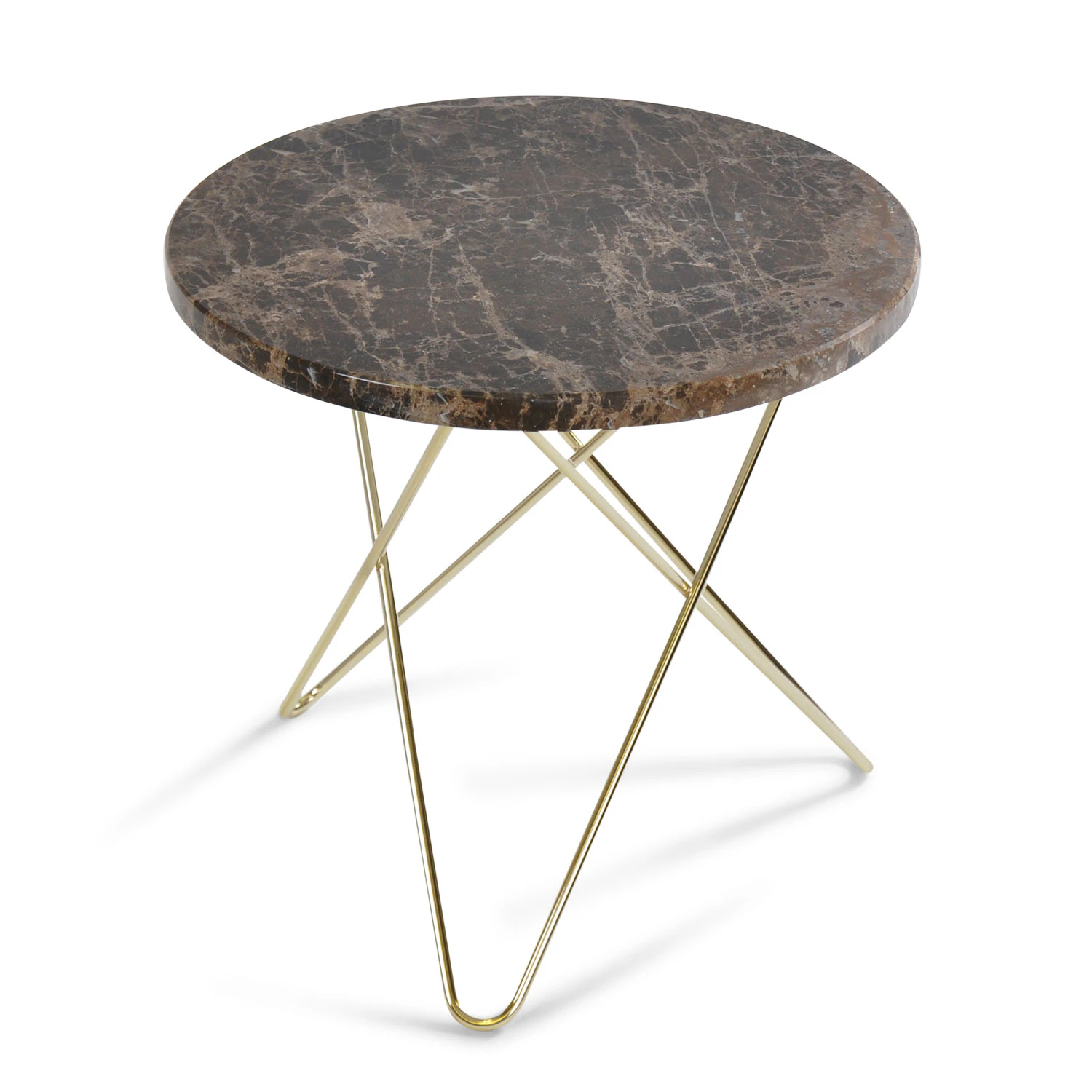 Ox Denmarq Mini O Table Sidobord &Oslash;40 Cm M&auml;ssing/ - Soffbord Marmor Brun