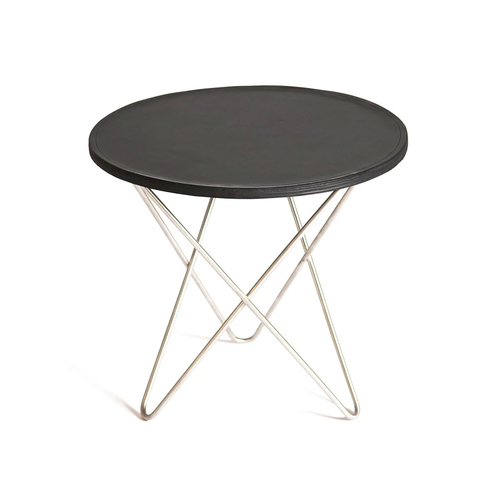 Ox Denmarq Mini O Table Sidobord &Oslash;40 Cm St&aring;l/ - Sidobord & Avlastningsbord L&auml;der Svart