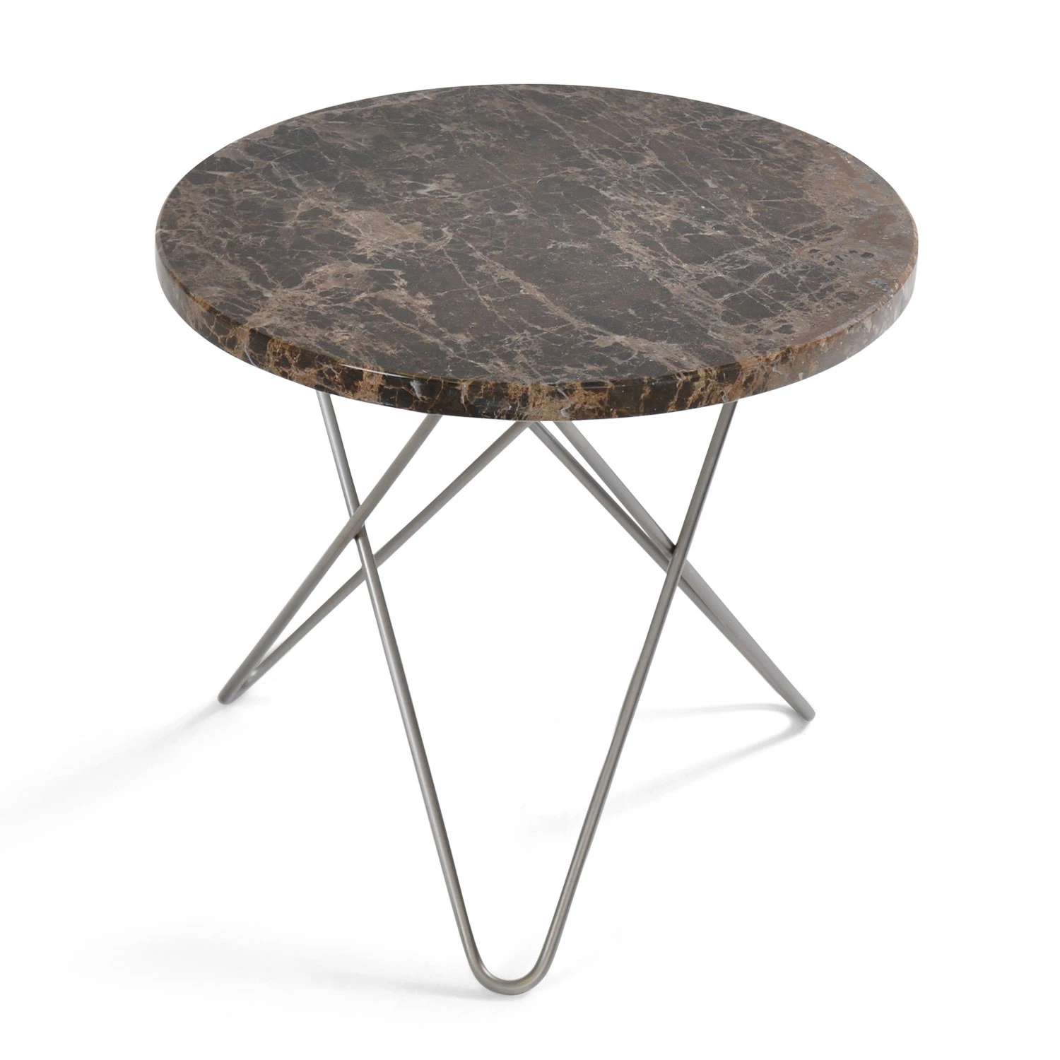 Ox Denmarq Mini O Table Sidobord &Oslash;40 Cm St&aring;l/ - Sidobord & Avlastningsbord Marmor Brun