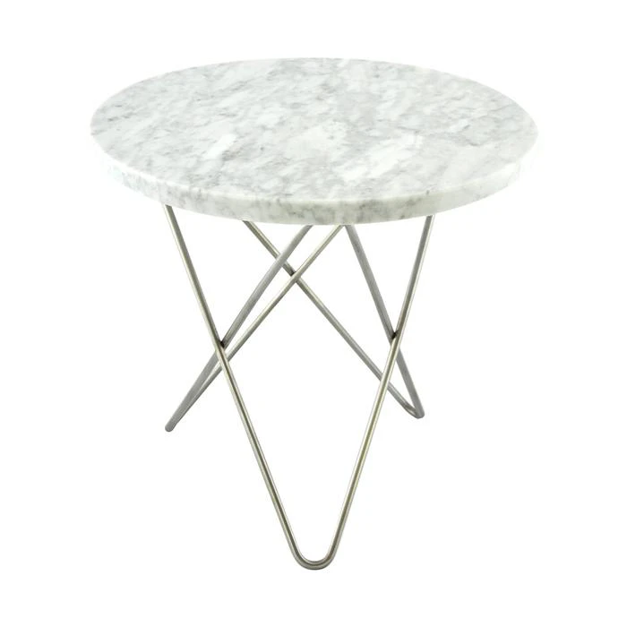 Ox Denmarq Mini O Table Sidobord &Oslash;40 Cm St&aring;l/vit Matt - Sidobord & Avlastningsbord Marmor Rostfritt St&aring;l