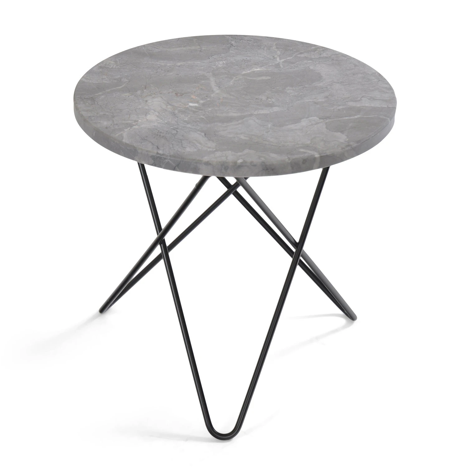 Ox Denmarq Mini O Table Sidobord &Oslash;40 Cm /gr&aring; Marmor - Soffbord St&aring;l Svart