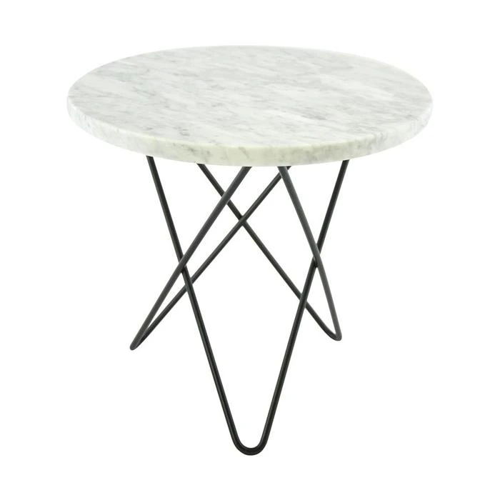 Ox Denmarq Mini O Table Sidobord &Oslash;40 Cm /vit Matt Marmor - Sidobord & Avlastningsbord St&aring;l Svart
