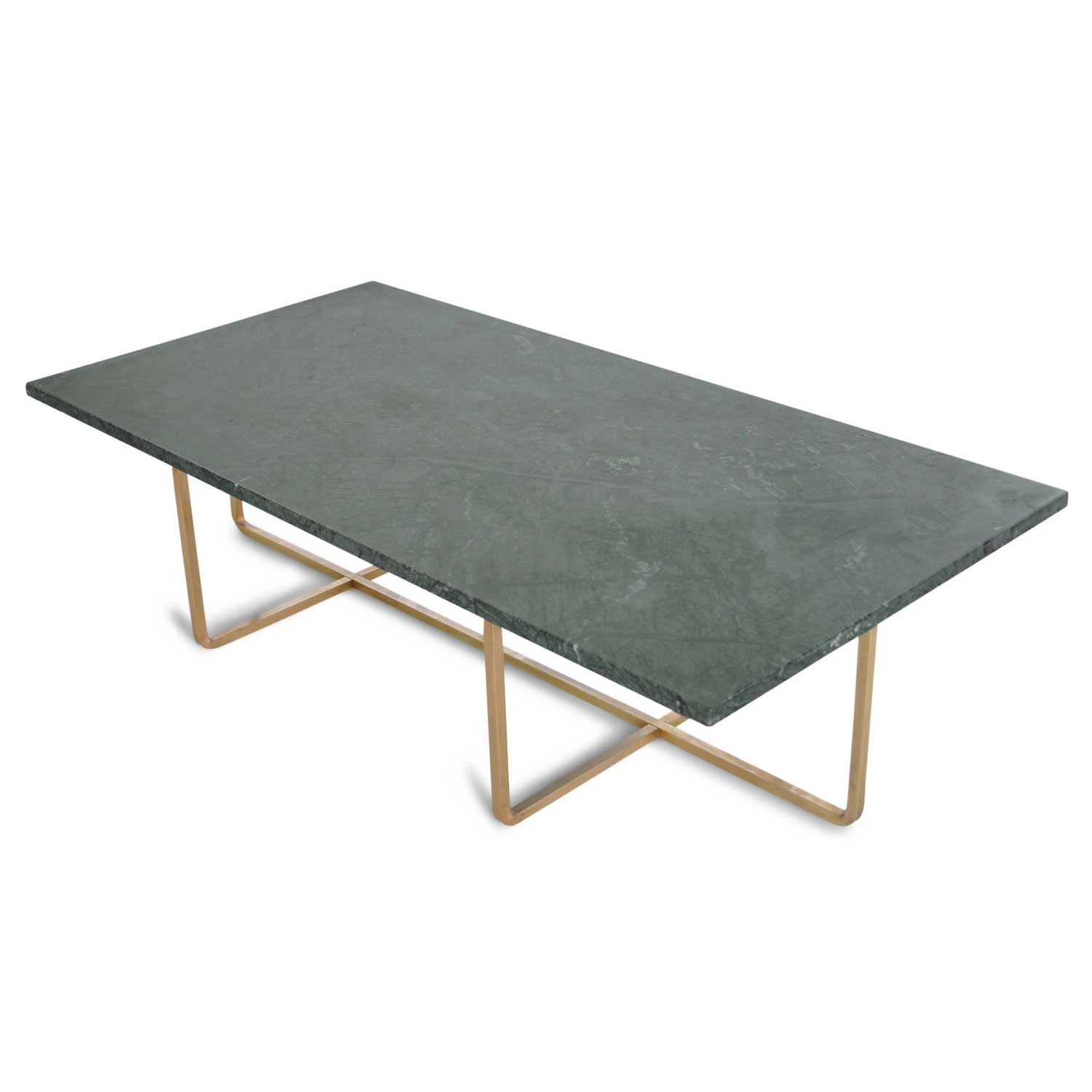 Ox Denmarq Ninety Soffbord 120x60x30 Cm M&auml;ssingsunderrede - Soffbord Marmor Gr&ouml;n