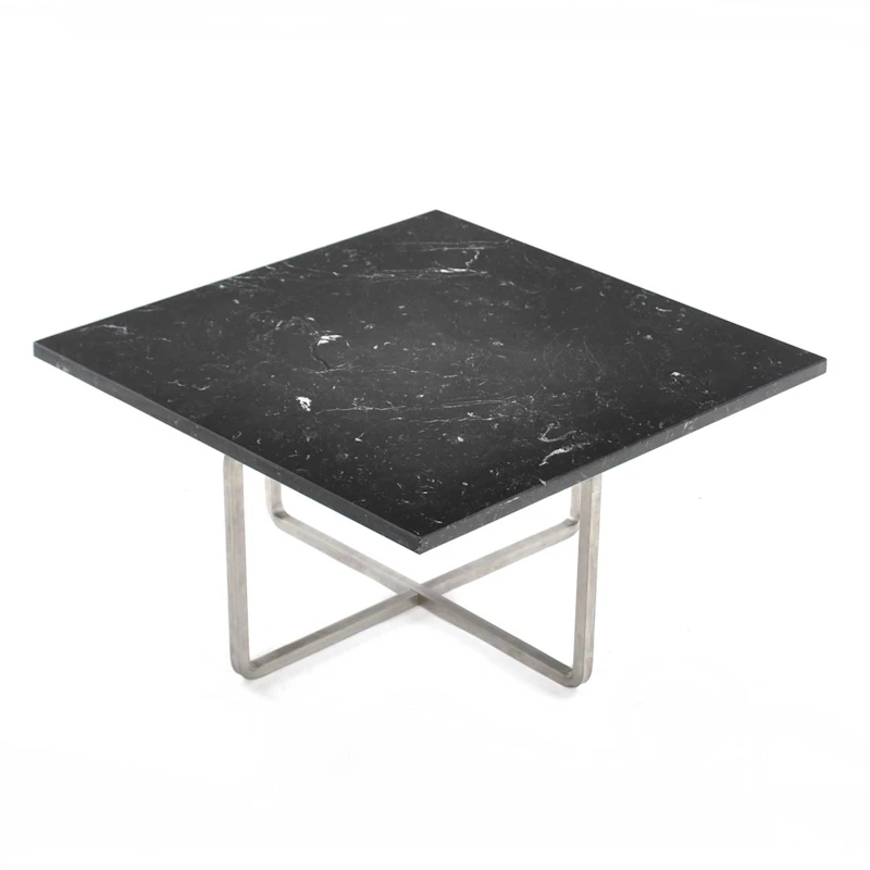 Ninety Soffbord 60 cm, Stålunderrede, Svart Marmor