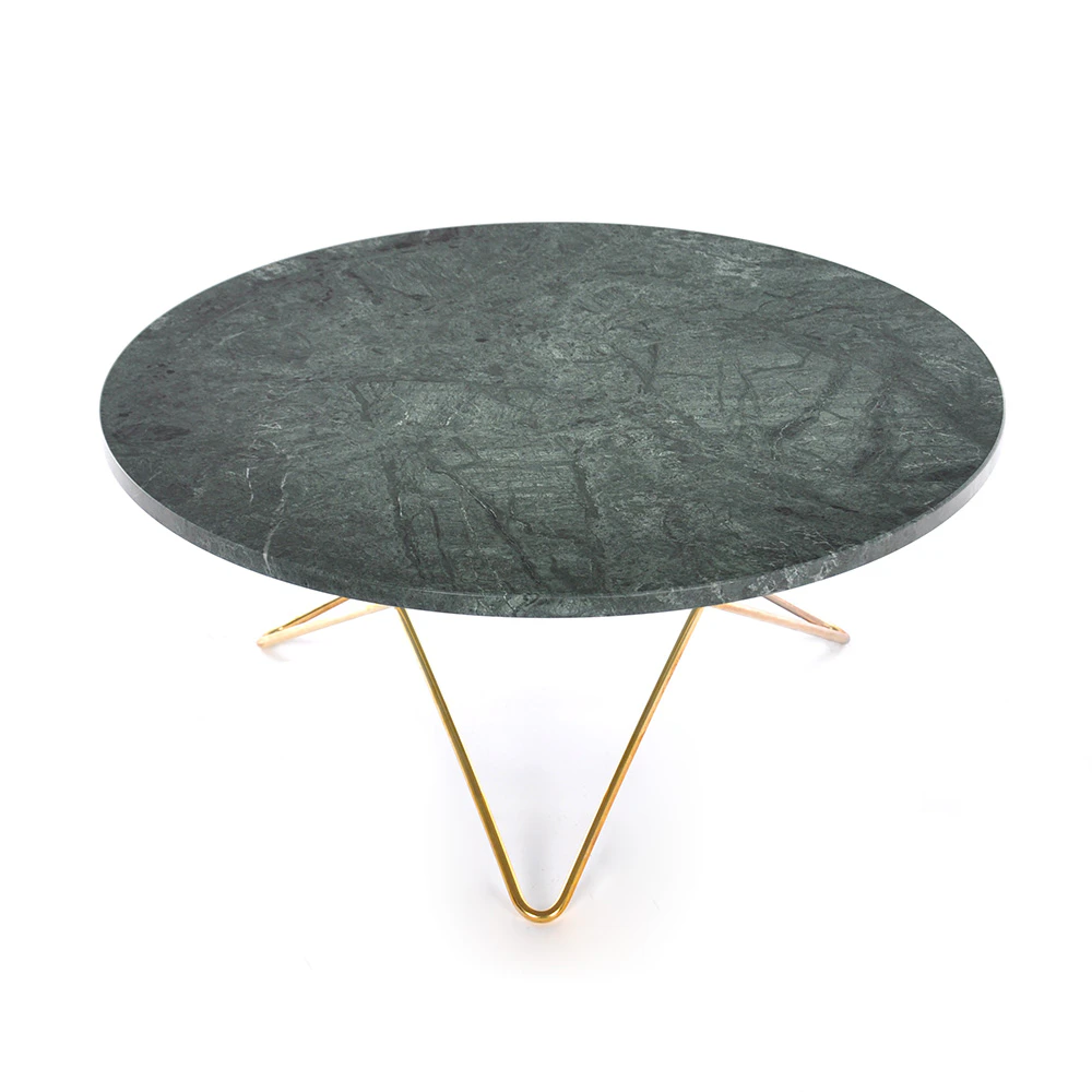 ox denmarq o table soffbord ø80 cm mässing/ - soffbord marmor grön