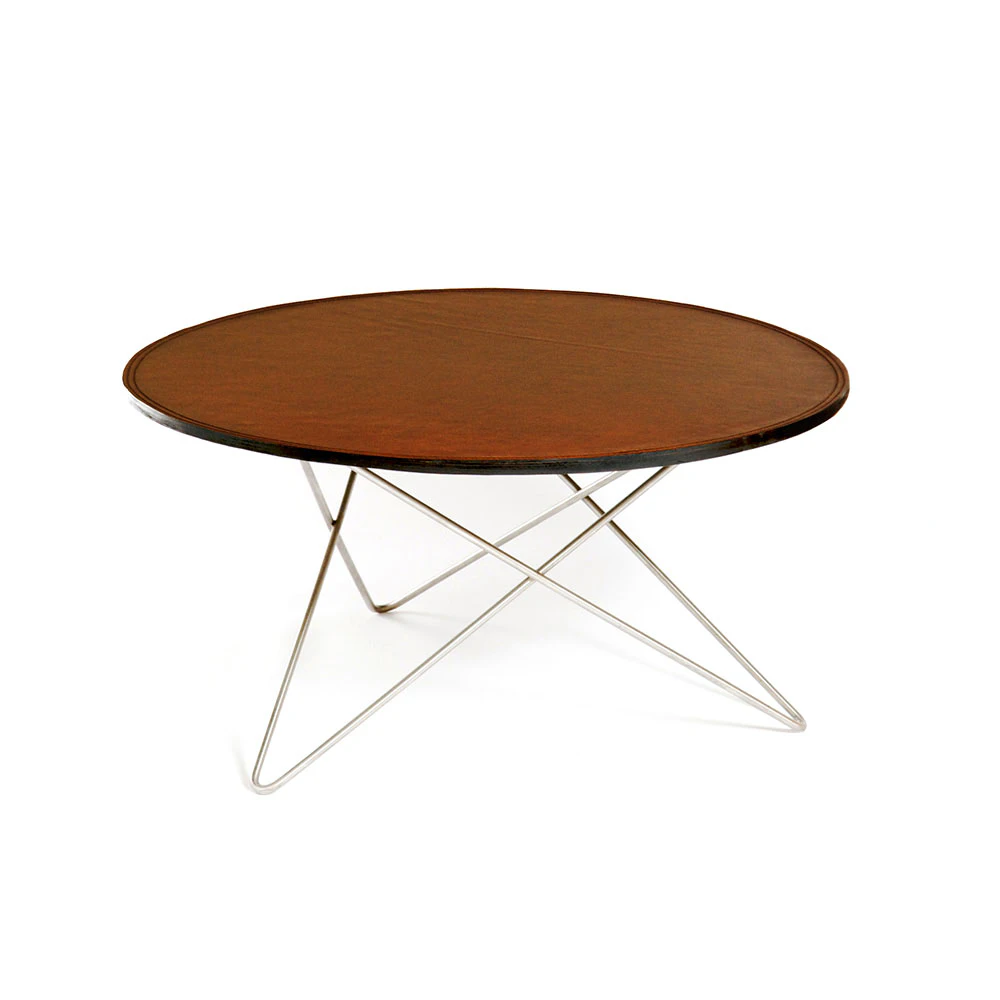 Ox Denmarq O Table Soffbord &Oslash;80 Cm / L&auml;der - Soffbord St&aring;l Konjak