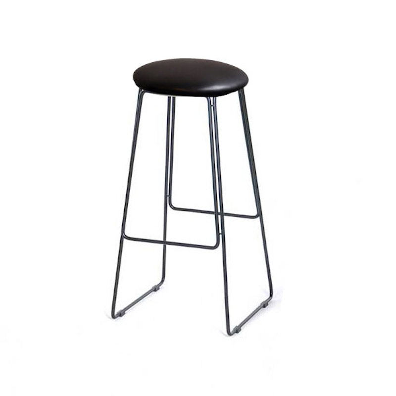 Prop Stool Pall Svart Lädersits, Hög