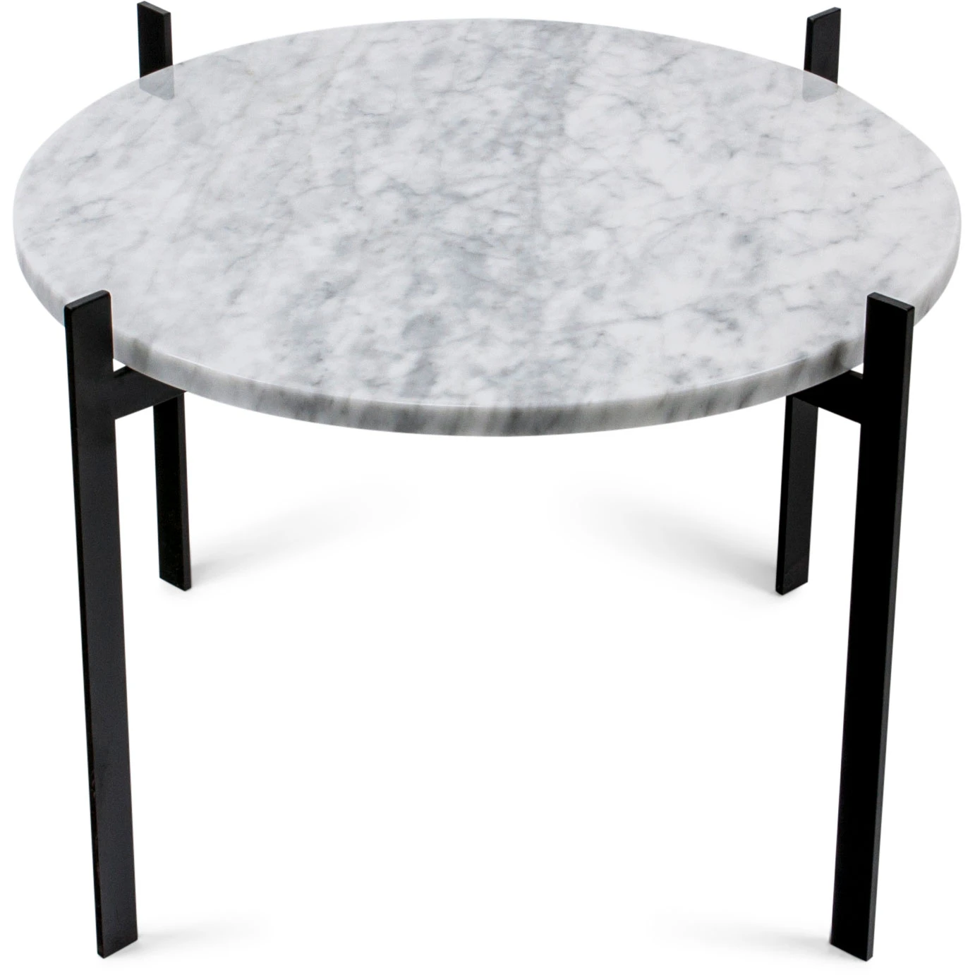 Ox Denmarq Single Deck Table Marble White Matt &Oslash;50 Black Frame - Sidobord & Avlastningsbord Marmor Svart