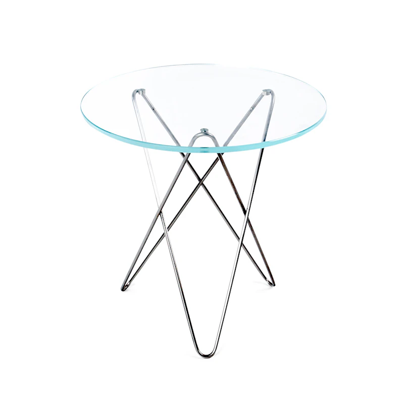 Tall Mini O Table Sidobord Ø50 cm, Stål/Klar glas