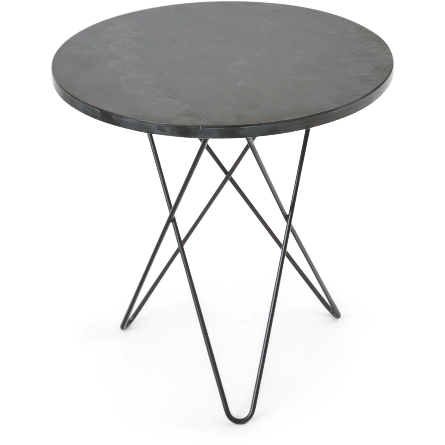 Ox Denmarq Tall Mini O Table Sidobord &Oslash;50 Cm /rustik Skiffer - Sidobord & Avlastningsbord Pulverlackat St&aring;l Svart