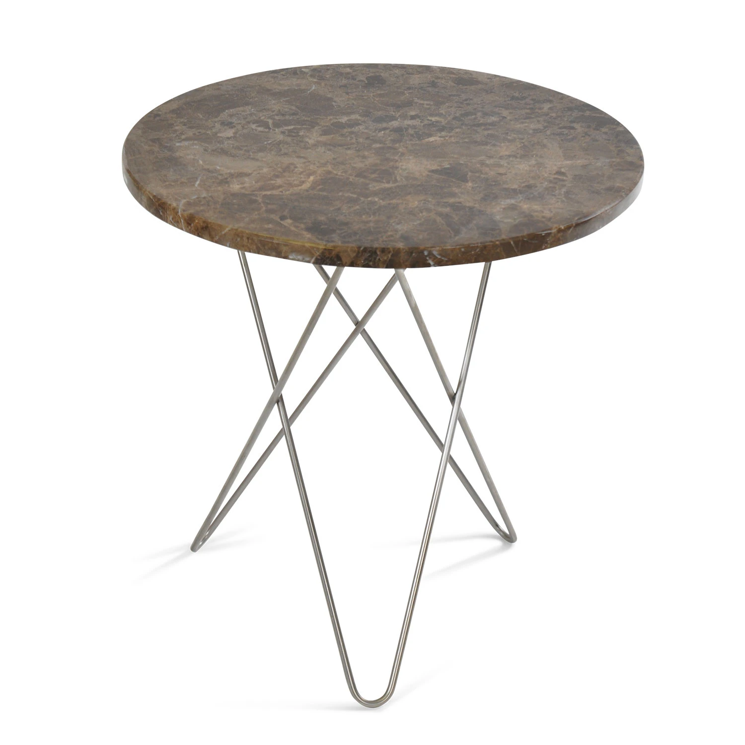 ox denmarq tall mini o table sidobord ø50 cm stål/ - soffbord marmor brun