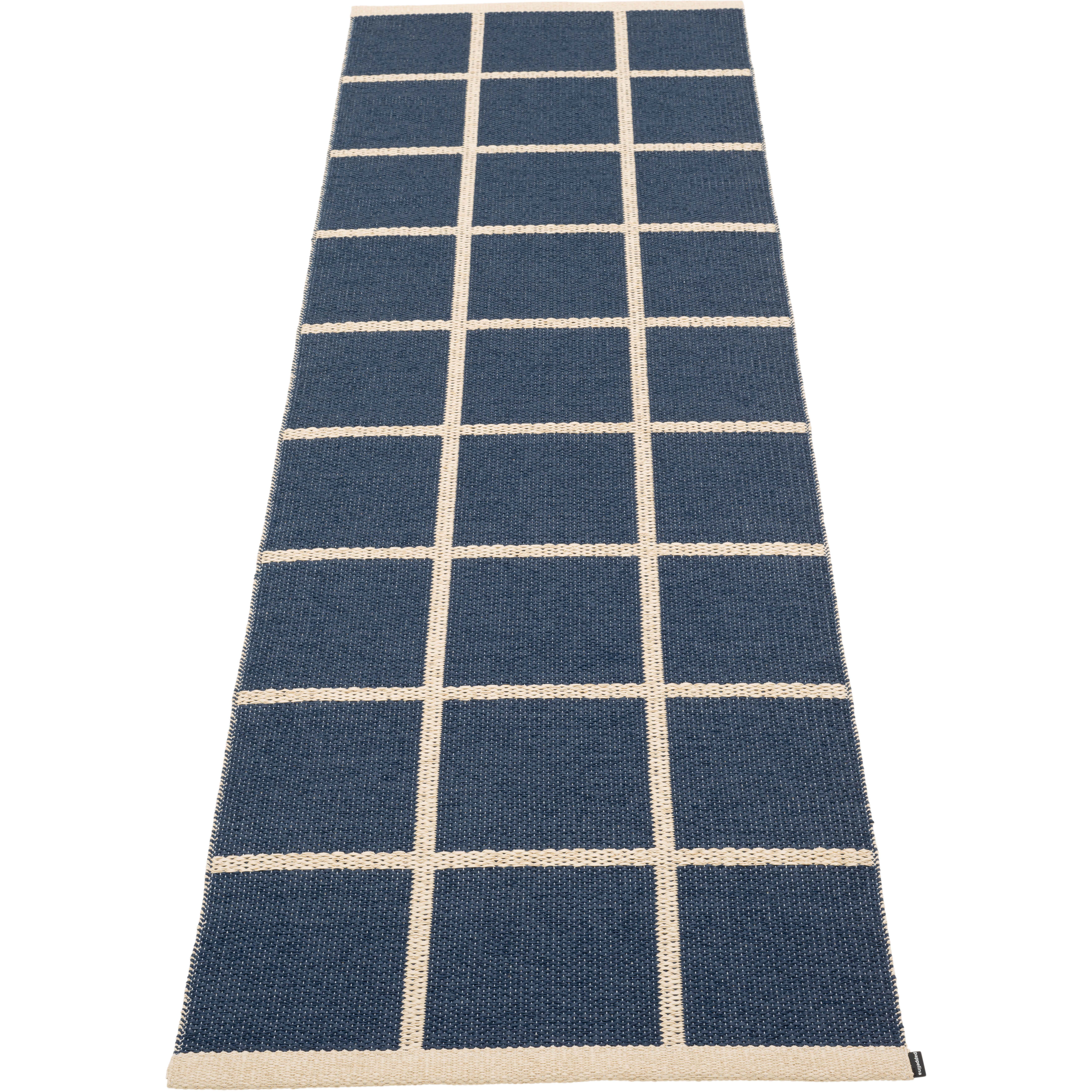 Pappelina Criss Plastmatta Dark Blue / 70x225 Cm - Mönstrade mattor Pvc Cream