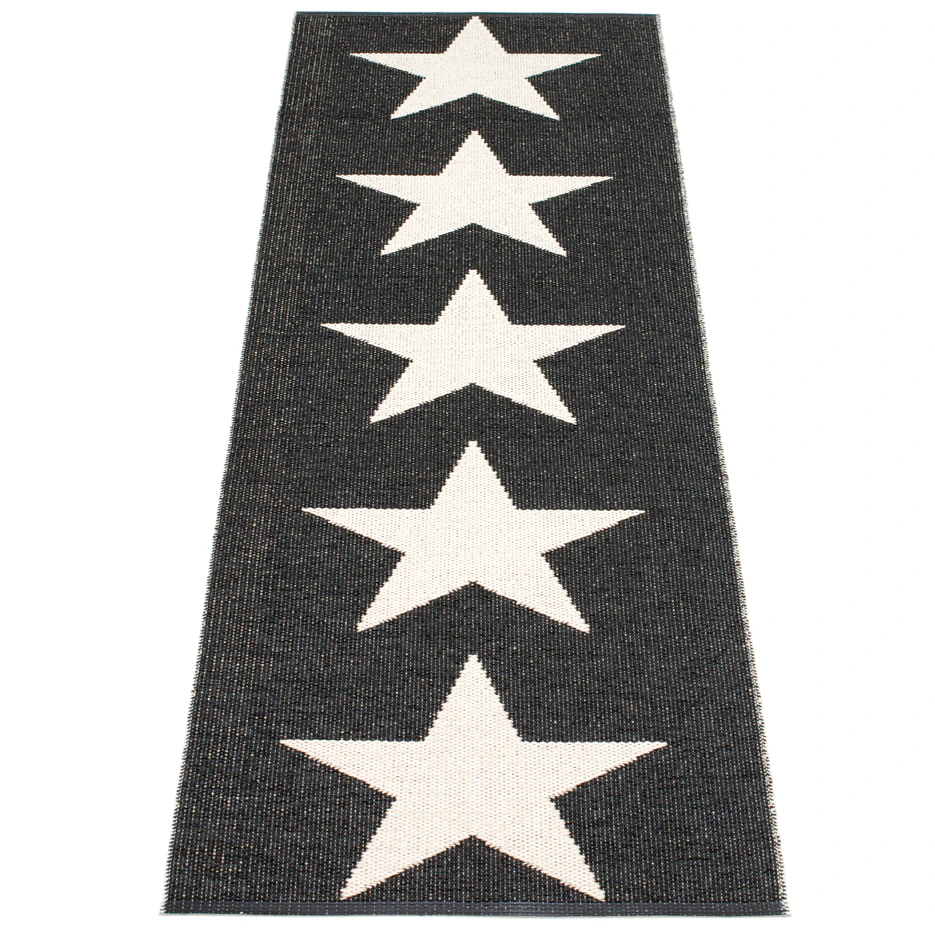 Pappelina Viggo One Matta 70x250 Cm Black/vanilla - Mönstrade mattor Pvc Svart