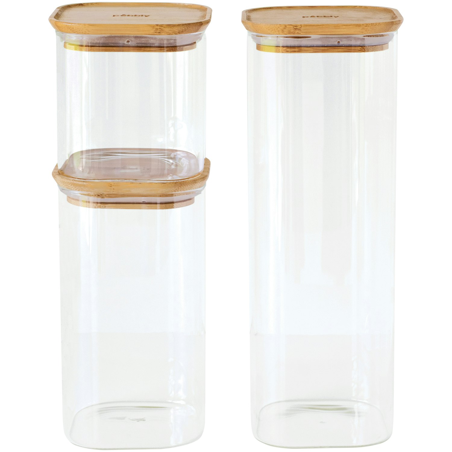 Pebbly Glasburkar Med Lock 3-pack 80/140/220 Cl - F&ouml;rvaringsburkar & lock Borosilikatglas Klar