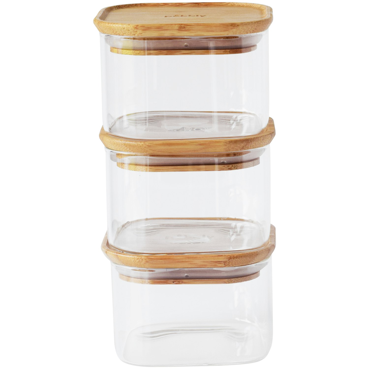 Pebbly Glasburkar Med Lock 3-pack 3x 50 Cl - F&ouml;rvaringsburkar & lock Borosilikatglas Klar