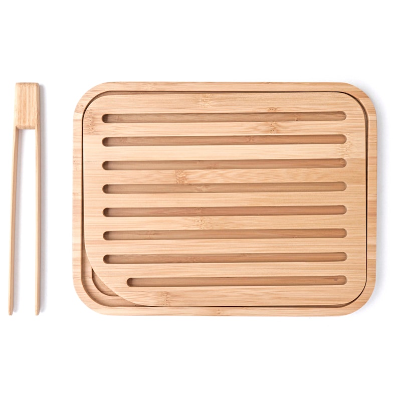 Skärbräda Med Tång Bambu, 20x26 cm
