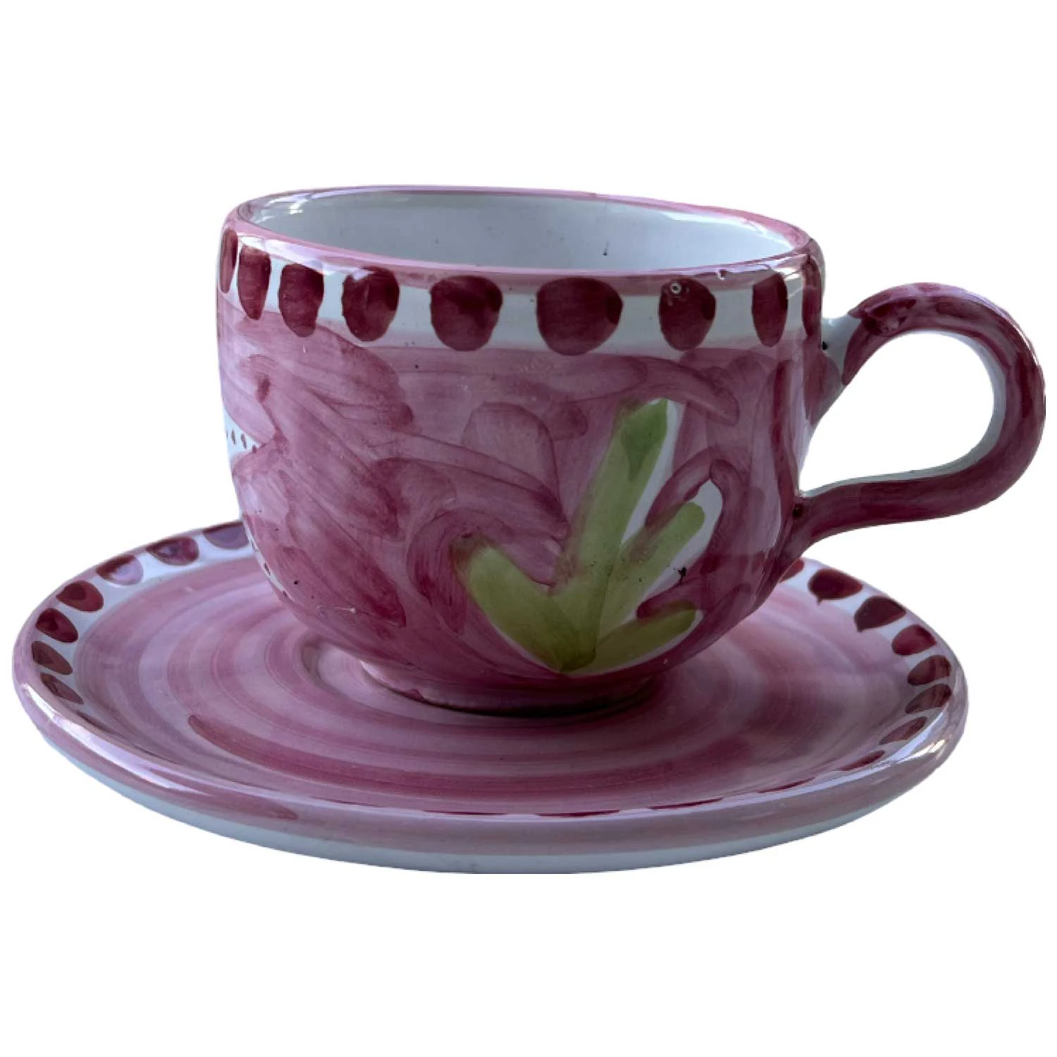 Piccola Home Amalfi Cappuccinokopp Med Fat - Kaffekoppar Keramik Rosa