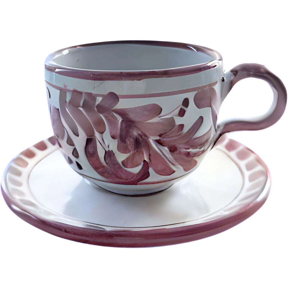 Piccola Home Positano Cappuccinokopp Med Fat - Kaffekoppar Terrakotta R&ouml;d