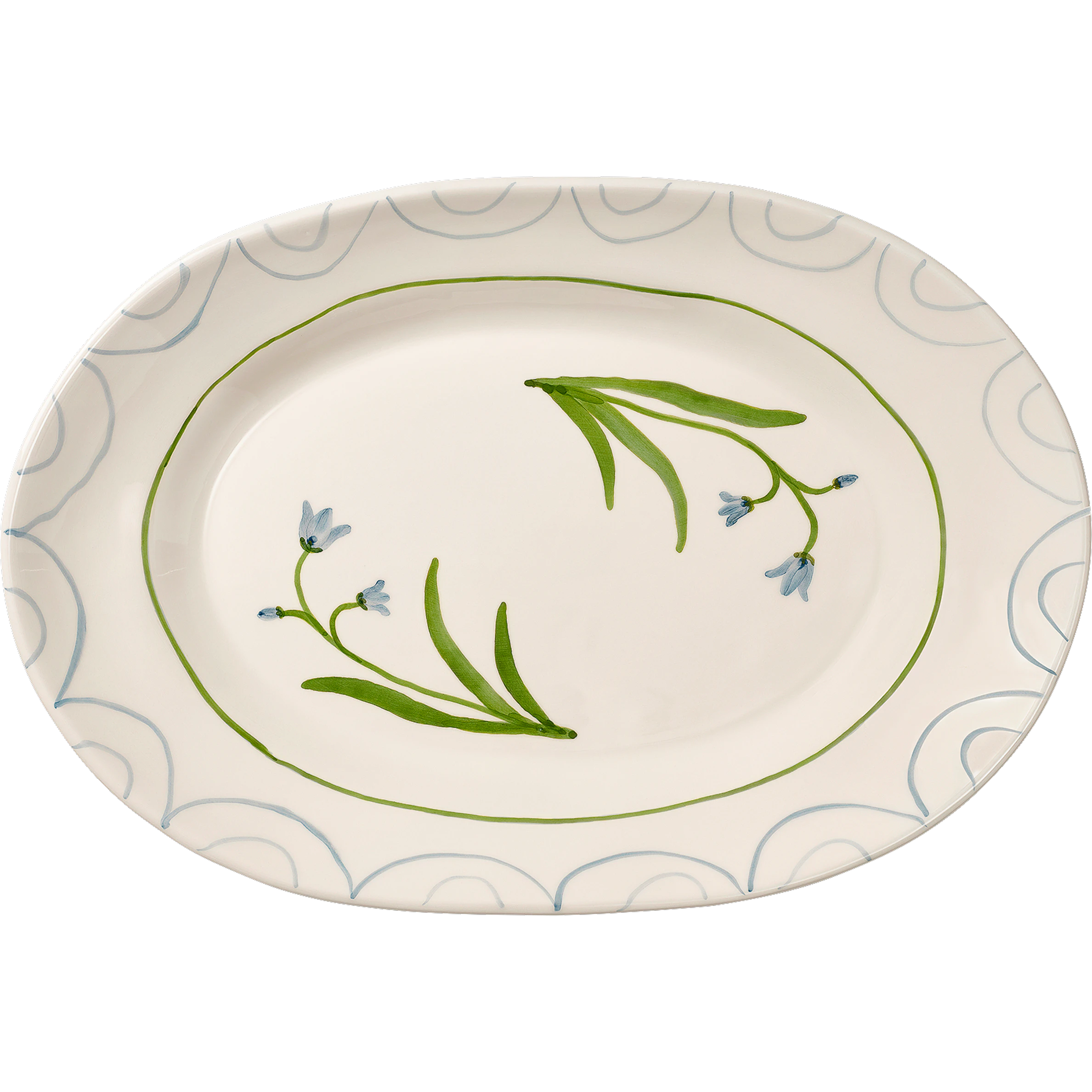 Pick a Poppy Cottage Flower Serveringstallrik Blue Bell 26 Cm - Uppl&auml;ggningsfat Lergods Bl&aring;