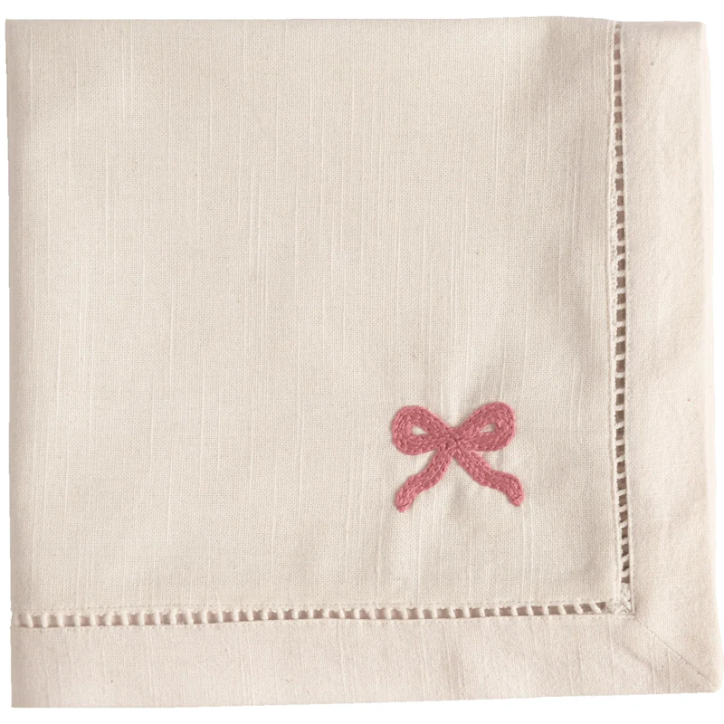 Bow Bomullsservett 45x45 cm, Rosa