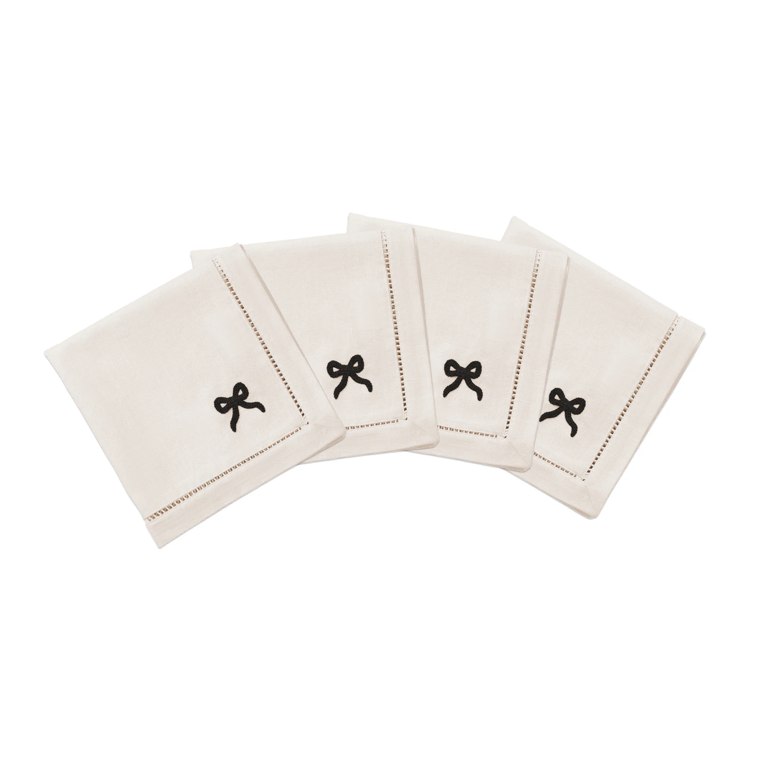 Pick a Poppy Bow sservetter 45x45 Cm 4-pack - Servetter & Tillbehör Bomull Svart