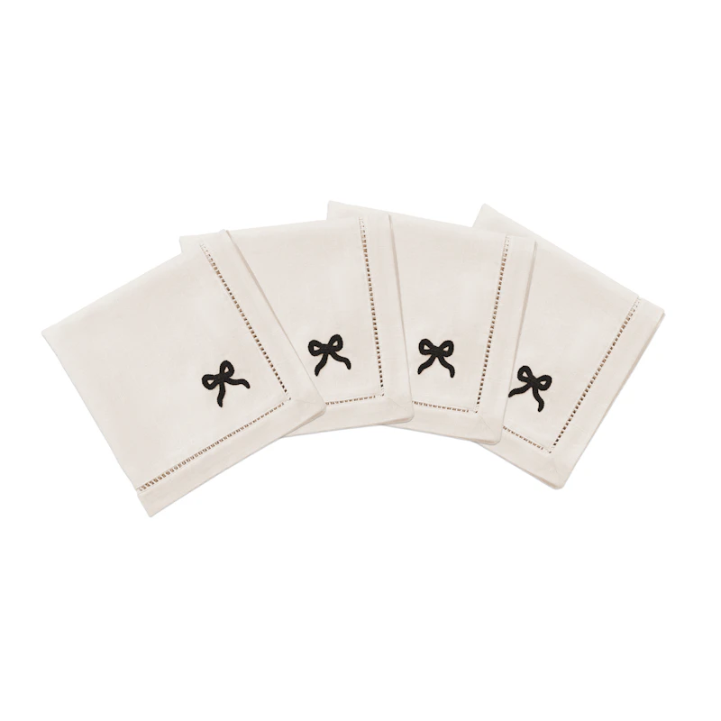 Bow Bomullsservetter 45x45 cm 4-pack, Svart