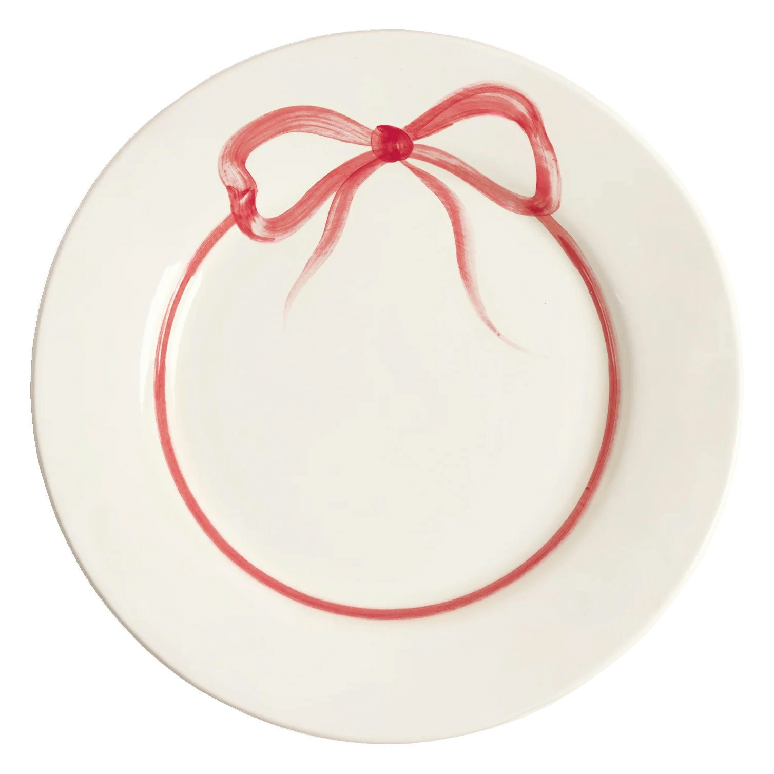 pick a poppy bow tallrik 28 cm - lergods mörkrosa