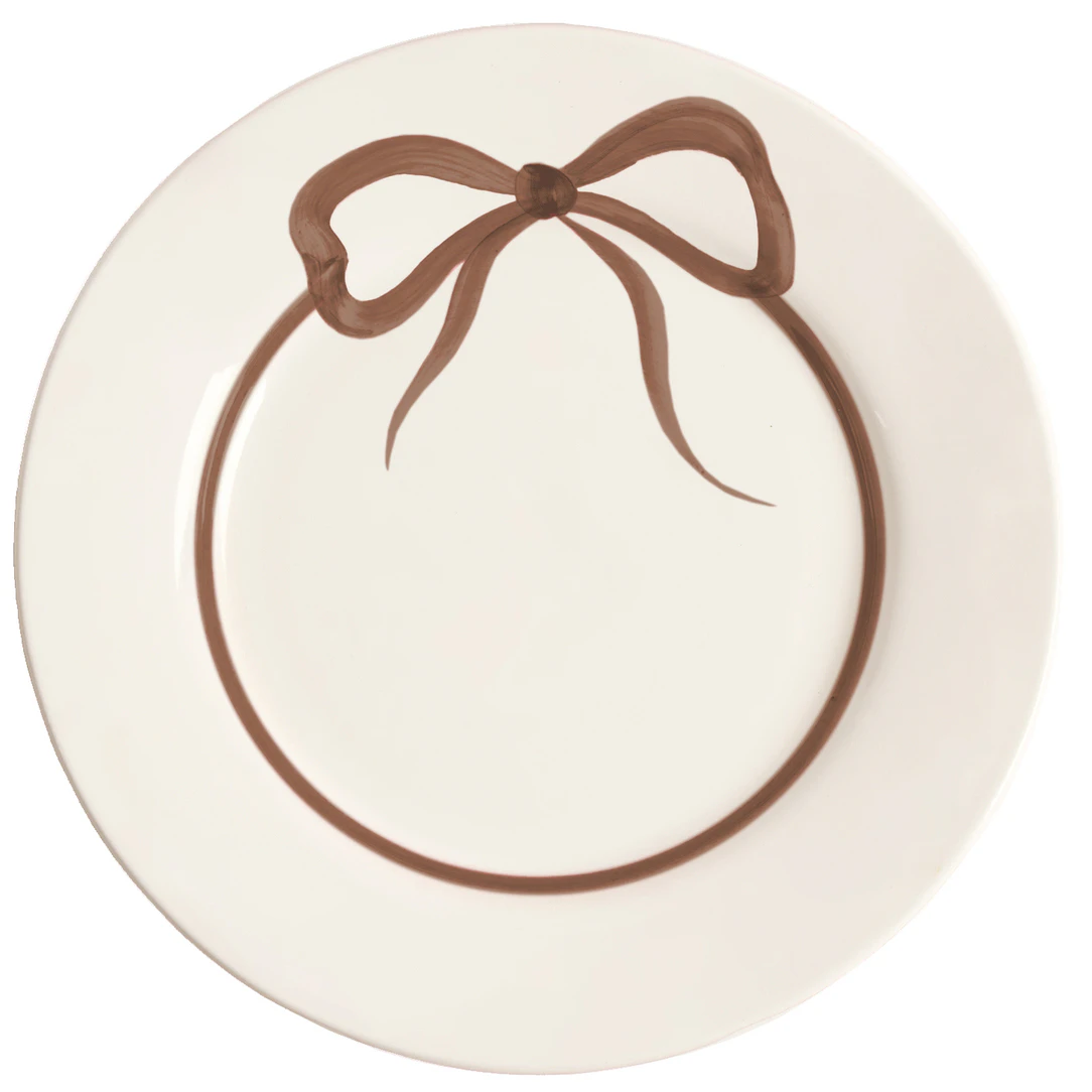 pick a poppy bow tallrik 28 cm - lergods brun