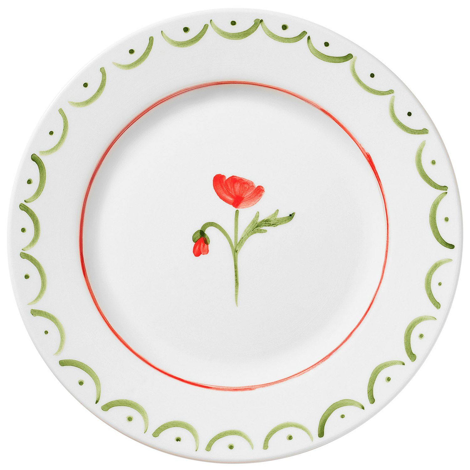 Pick a Poppy Cottage Flower Assiett 22 Cm - Assietter Lergods R&ouml;d