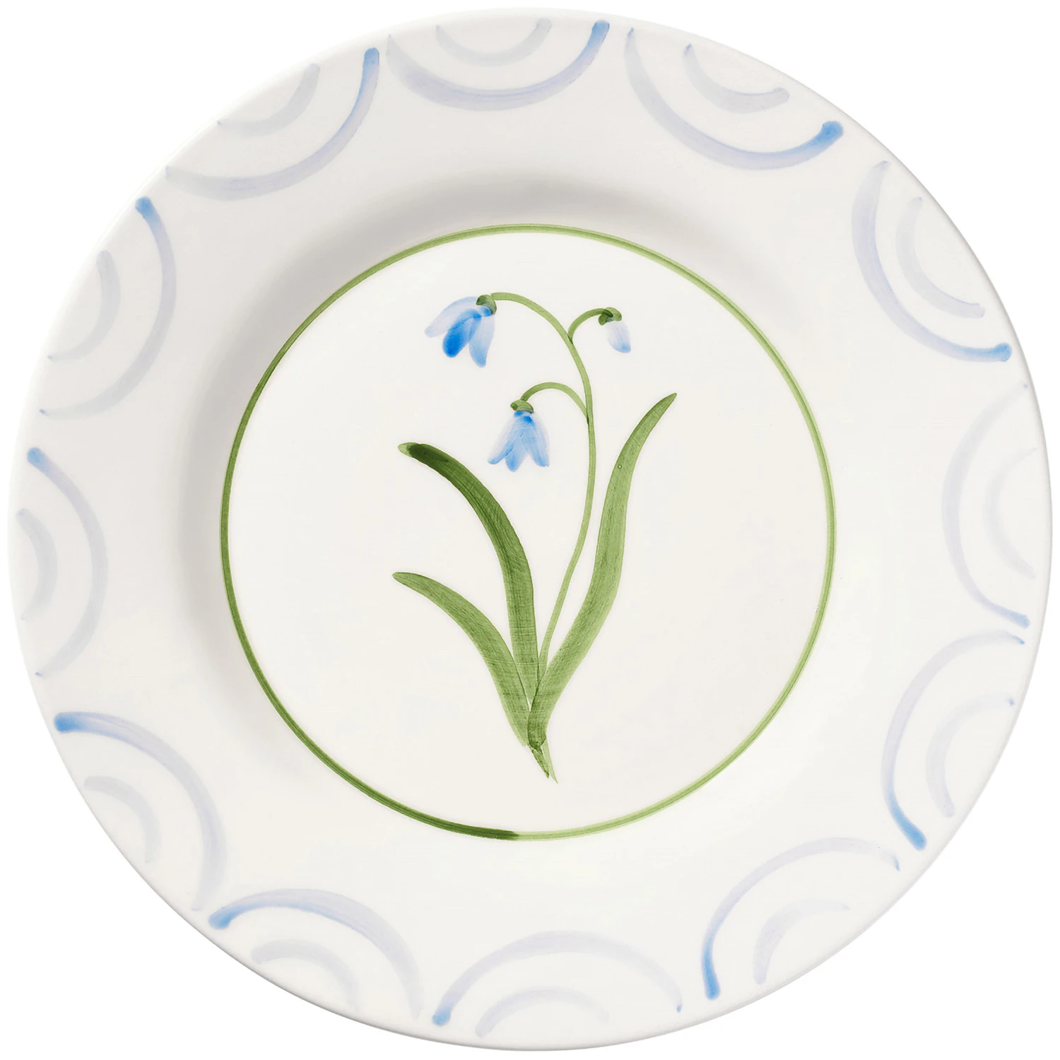 pick a poppy cottage flower tallrik 28 cm - lergods blå