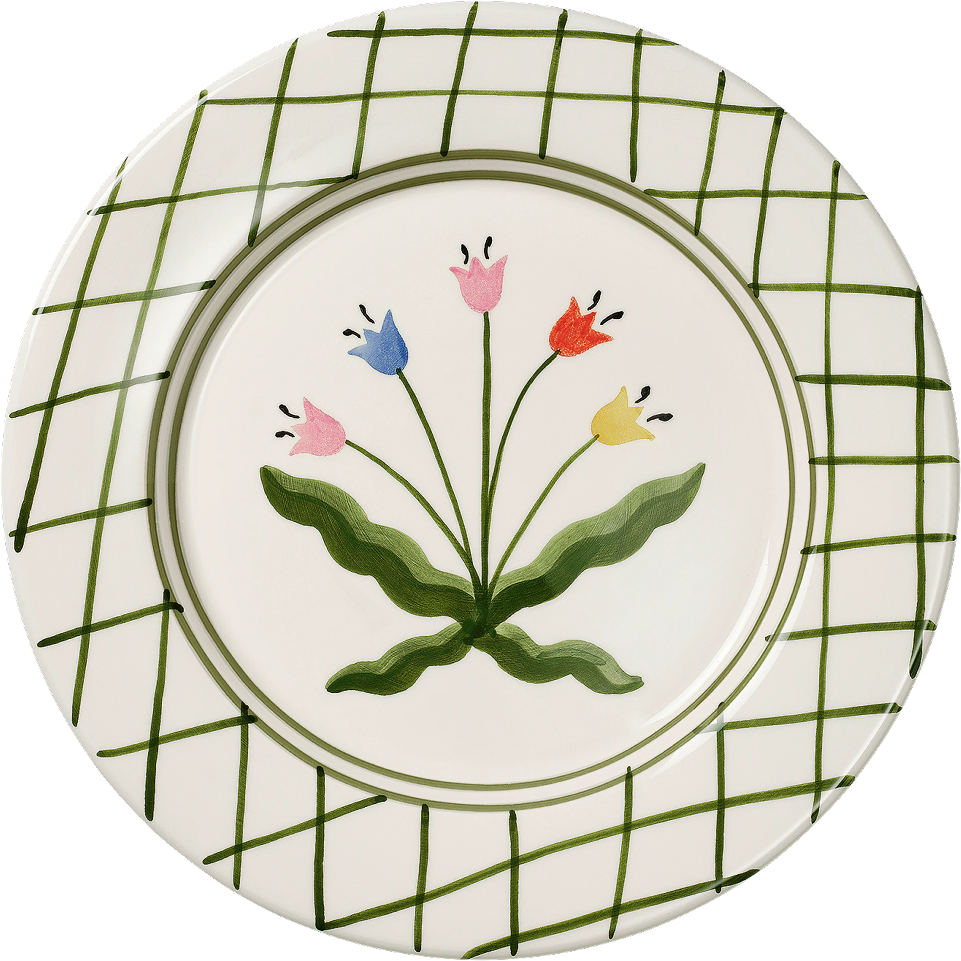 pick a poppy tulip middagstallrik madelen möllard x 28 cm - lergods grön