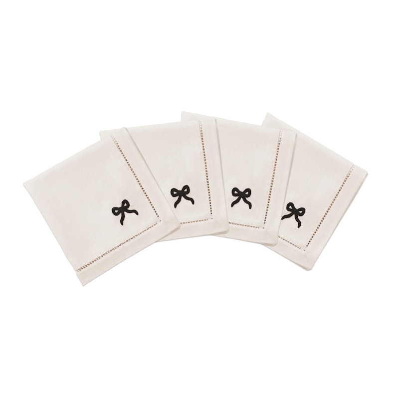 Bow Bomullsservetter 45x45 cm 4-pack, Svart
