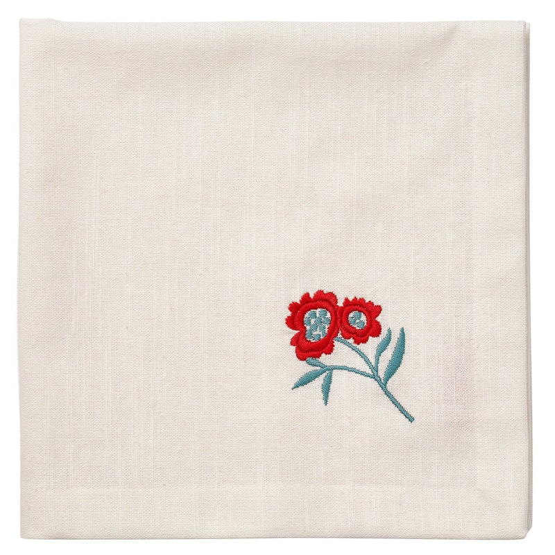 Cottage Flower Linneservetter 45x45 cm 4-pack, Röd