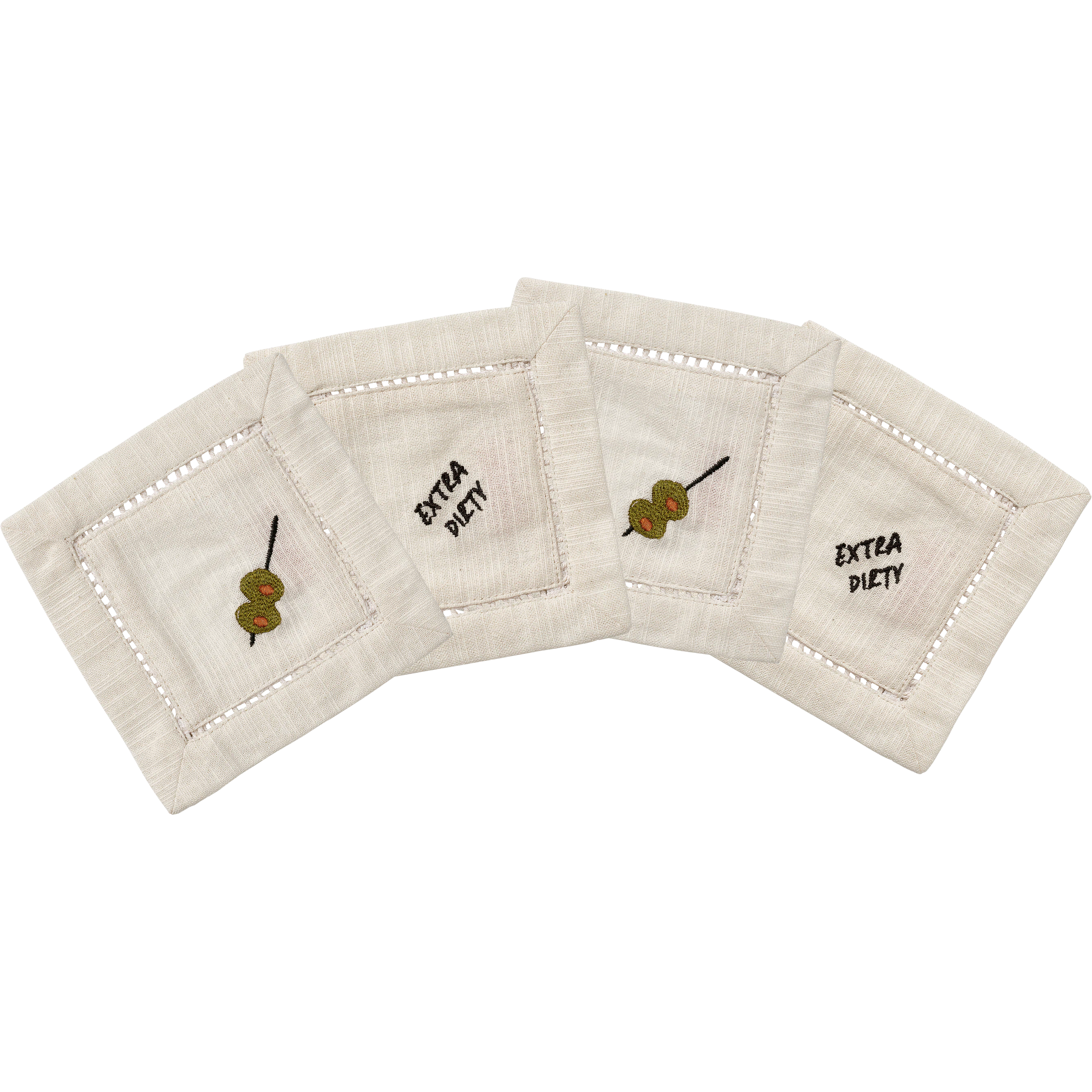 Pick a Poppy Martini Servett 4-pack - Bordstabletter & Glasunderl&auml;gg Bomull Vit