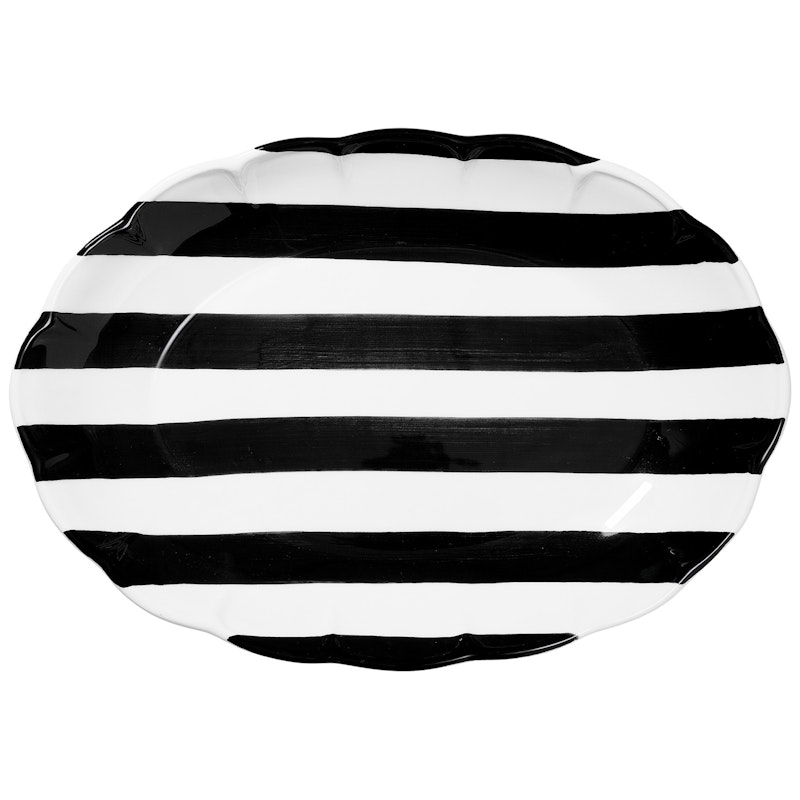Stripe Serveringstallrik 36 cm, Svart