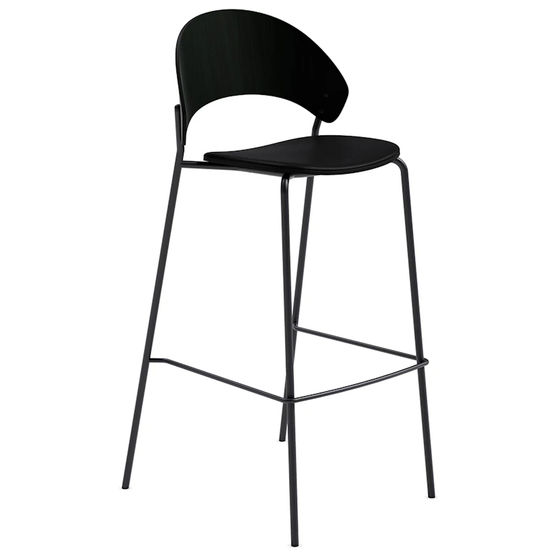 Dosina Barstol 75 cm, Svart Ek / Svart Läder