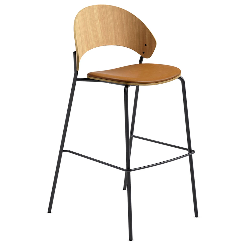 Dosina Barstol 65 cm, Ek / Konjak Läder