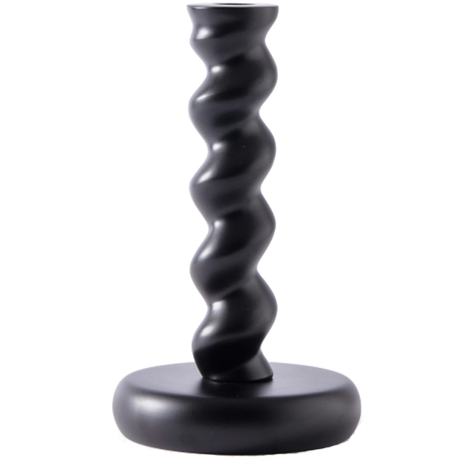 Polspotten Twister Ljusstake 24 Cm - Ljuslyktor Pulverlackerad Aluminium Svart
