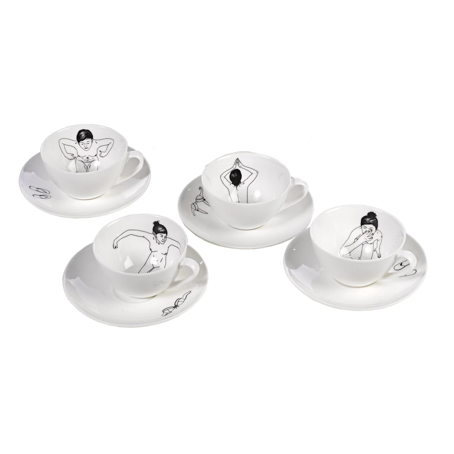 Polspotten Undressed Teset 4-pack - Kaffekoppar Porslin Vit