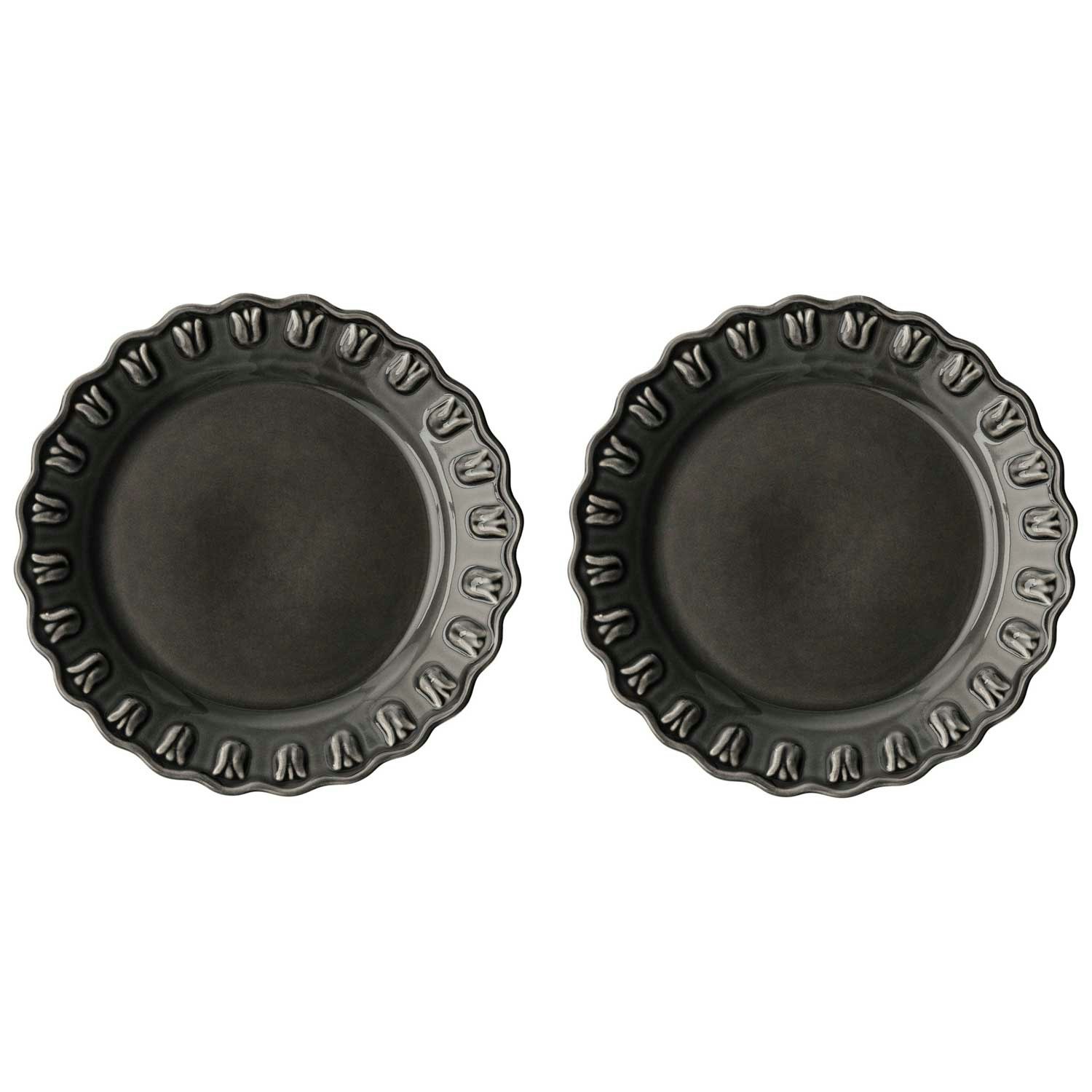 Potteryjo Tulipa Assiett 20 Cm 2-pack - Assietter Stengods Almost Black