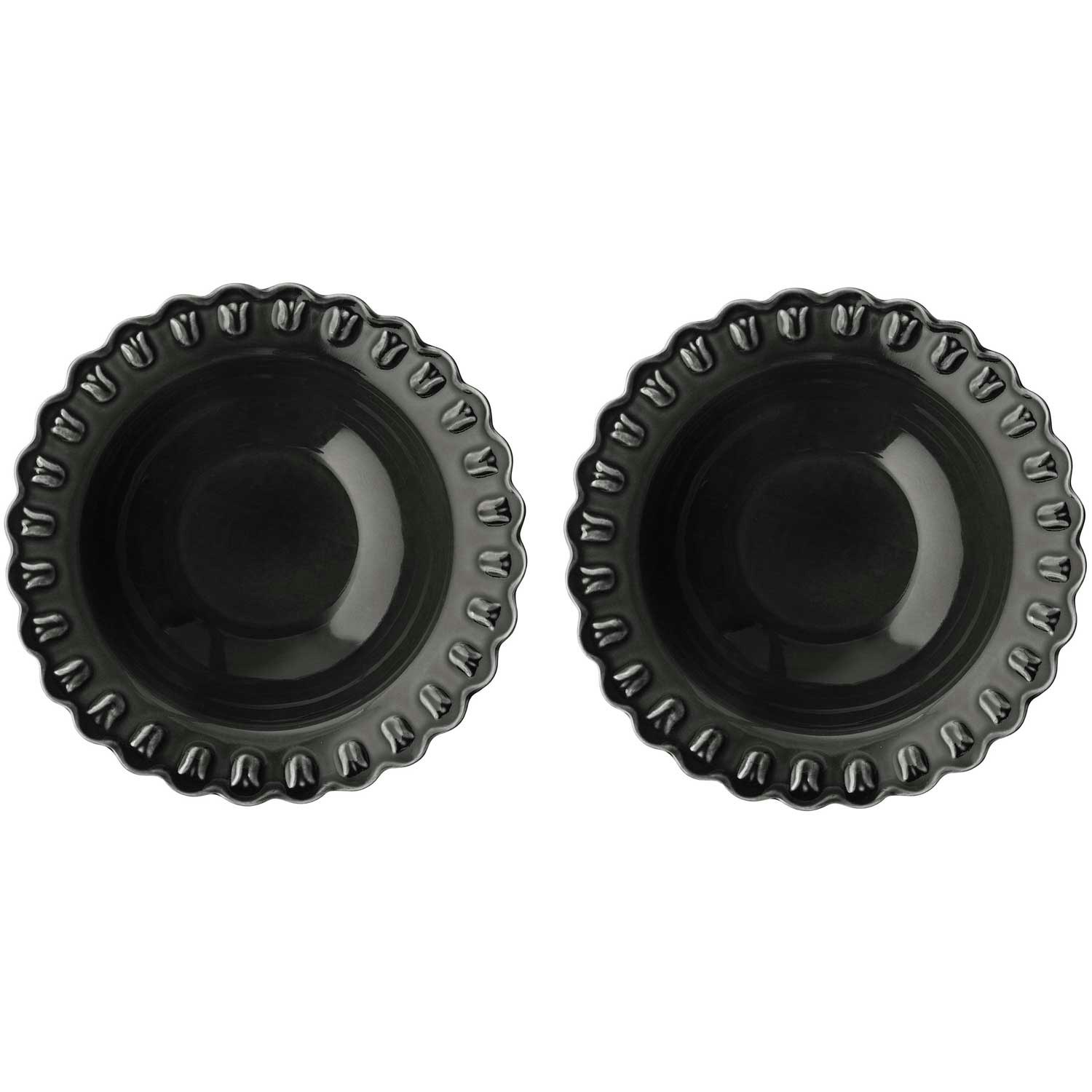 Potteryjo Tulipa Djup Tallrik 23 Cm 2-pack - Djupa tallrikar Stengods Almost Black