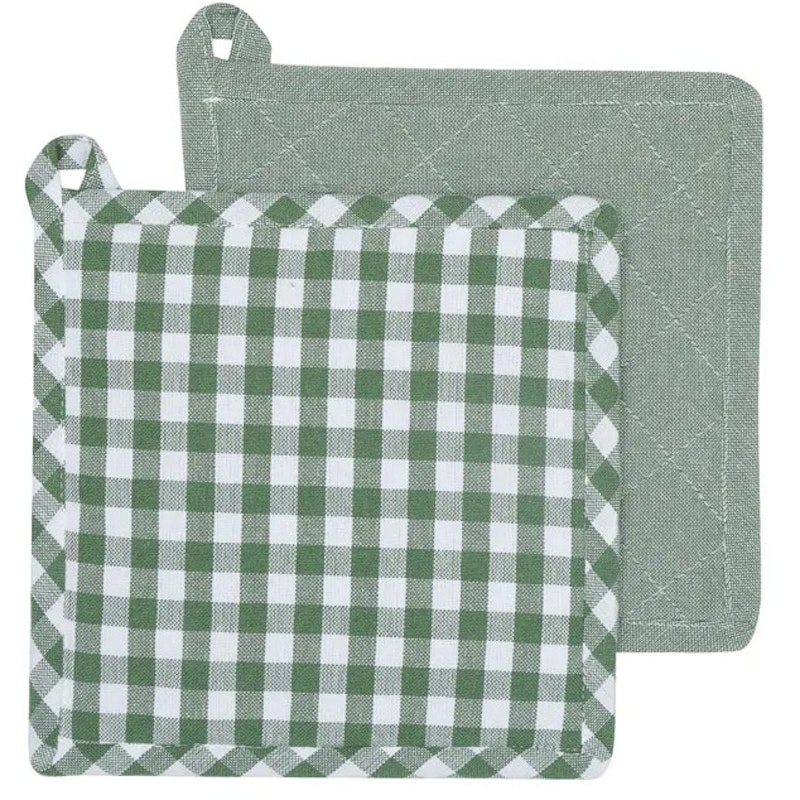 Bella Grytlapp 2-pack, Grön/Vit