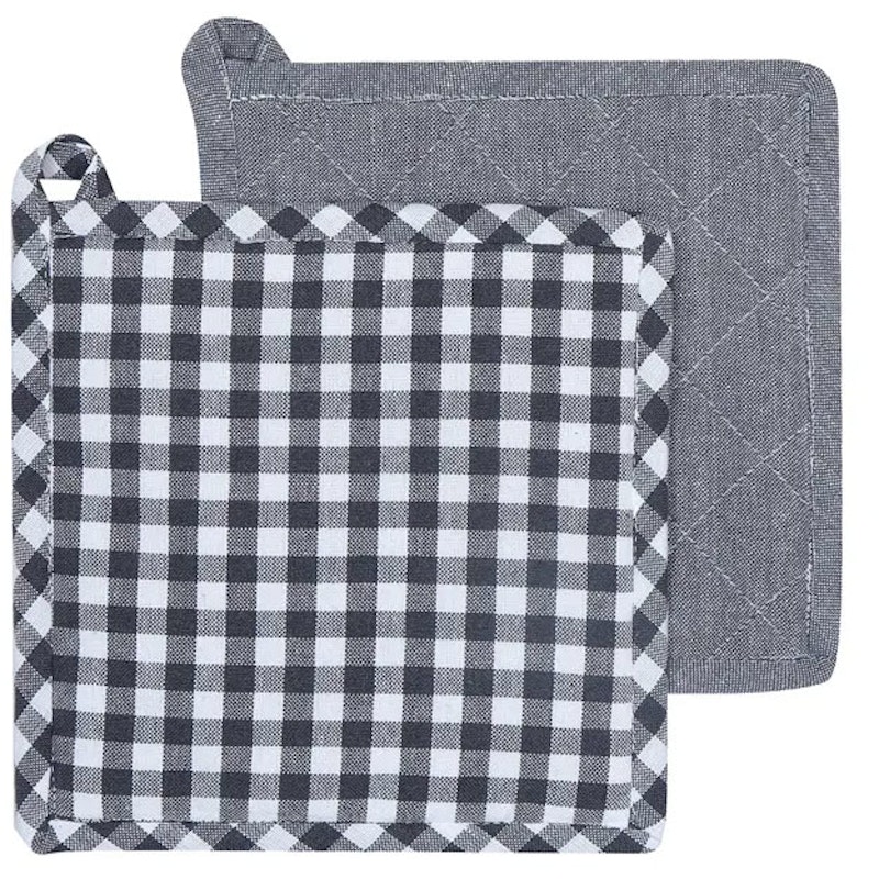 Bella Grytlapp 2-pack, Mörkgrå/Vit