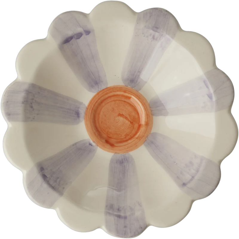Flower Dippskål Med Handmålade Ränder, Lavendel