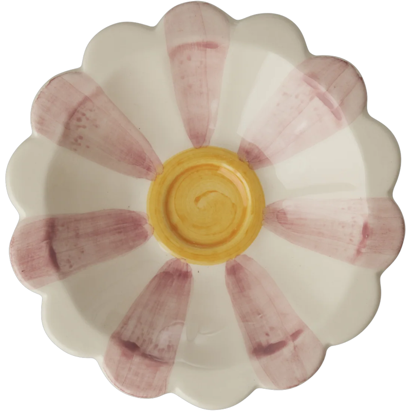 Flower Dippskål Med Handmålade Ränder, Rosa