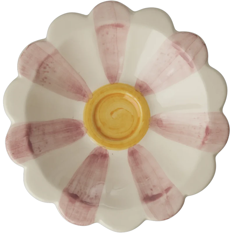 Flower Dippskål Med Handmålade Ränder, Rosa