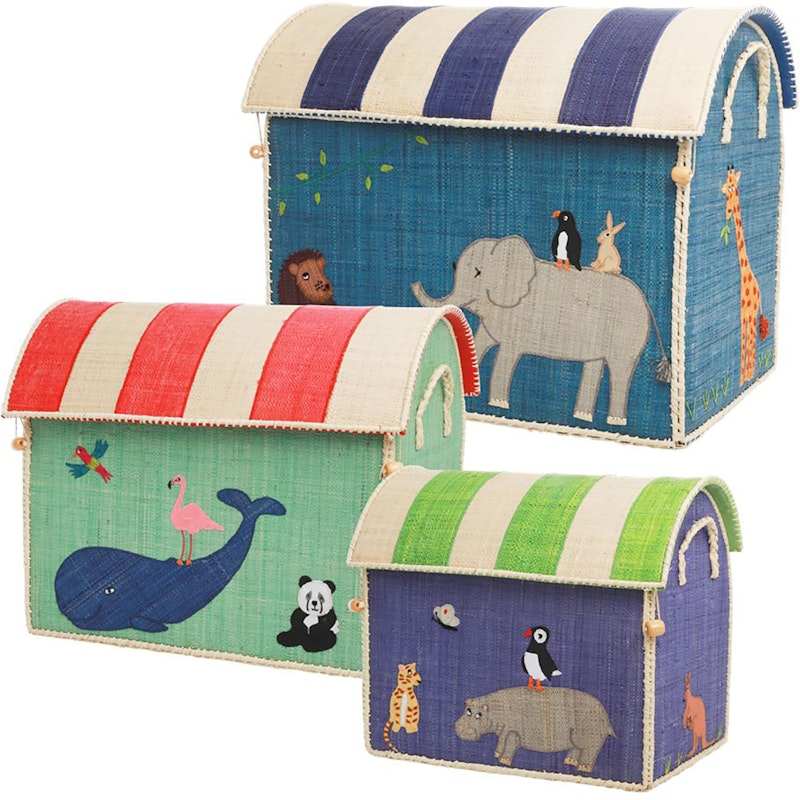 Raffia Leksaksförvaring 3-pack, Animal